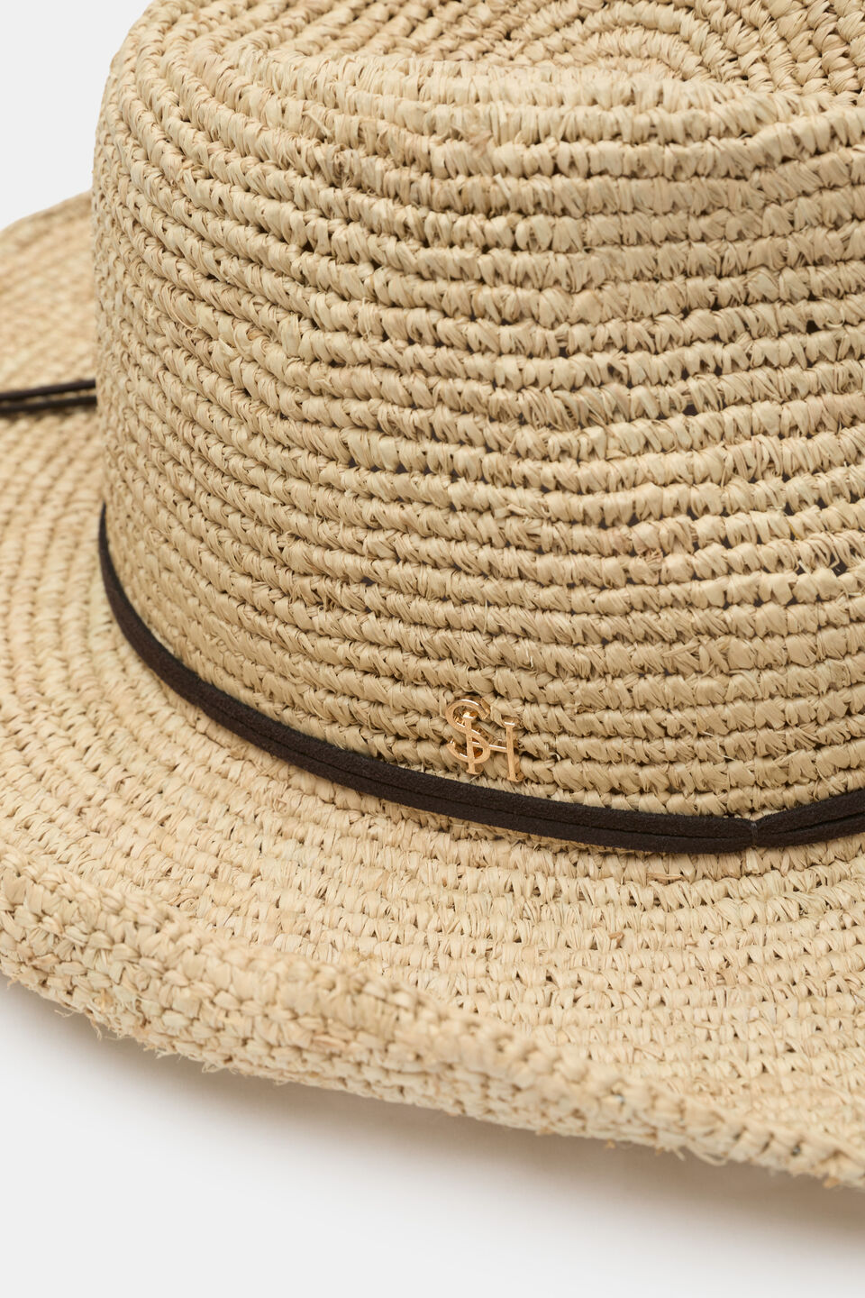 Wide Brim Raffia Fedora  Natural