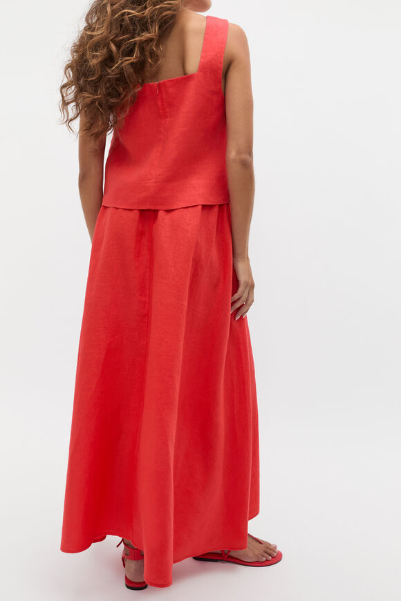 Square Neck Linen Shell Top  Electric Crimson  hi-res