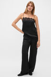 Crinkled Satin Lace Square Neck Cami  Black  hi-res