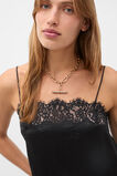 Crinkled Satin Lace Square Neck Cami  Black  hi-res