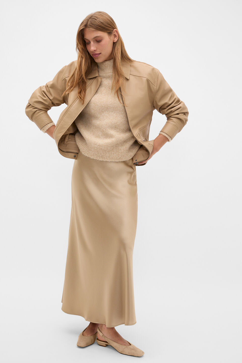 Lofty Mock Neck Knit  Sandstone Marle