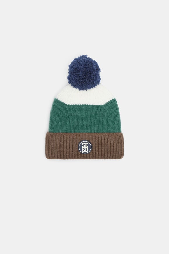 Mini Rib Colourblock Beanie  Jungle Green  hi-res