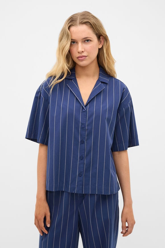 Stripe Shirt and Pant PJ Set  Royal Blue  hi-res