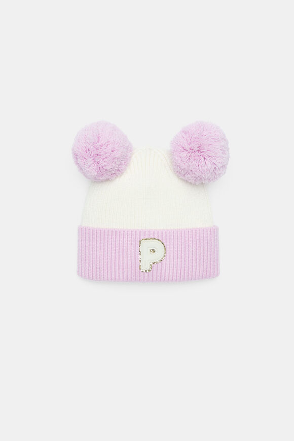 Mini Glitter Initial Beanie  P  hi-res