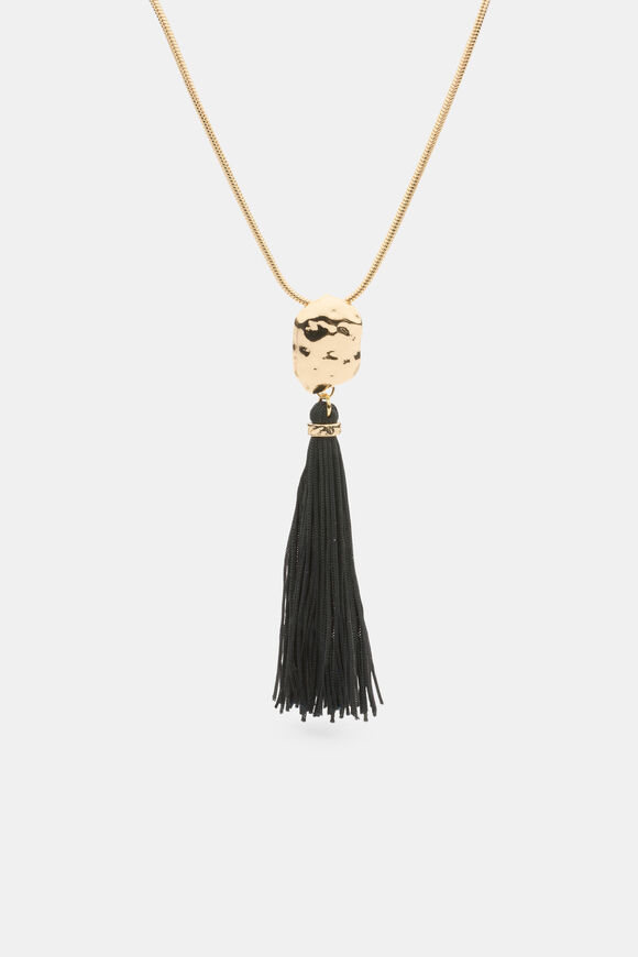 Tassel Necklace  Gold Black  hi-res
