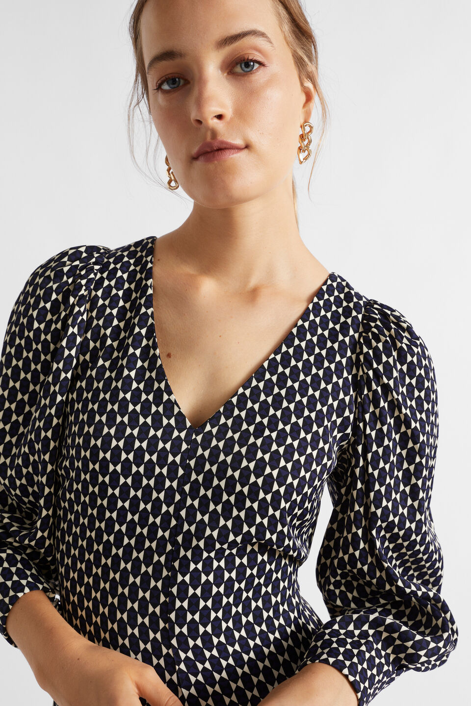 Diamond Geo Midi Dress  Midnight Sky Geo