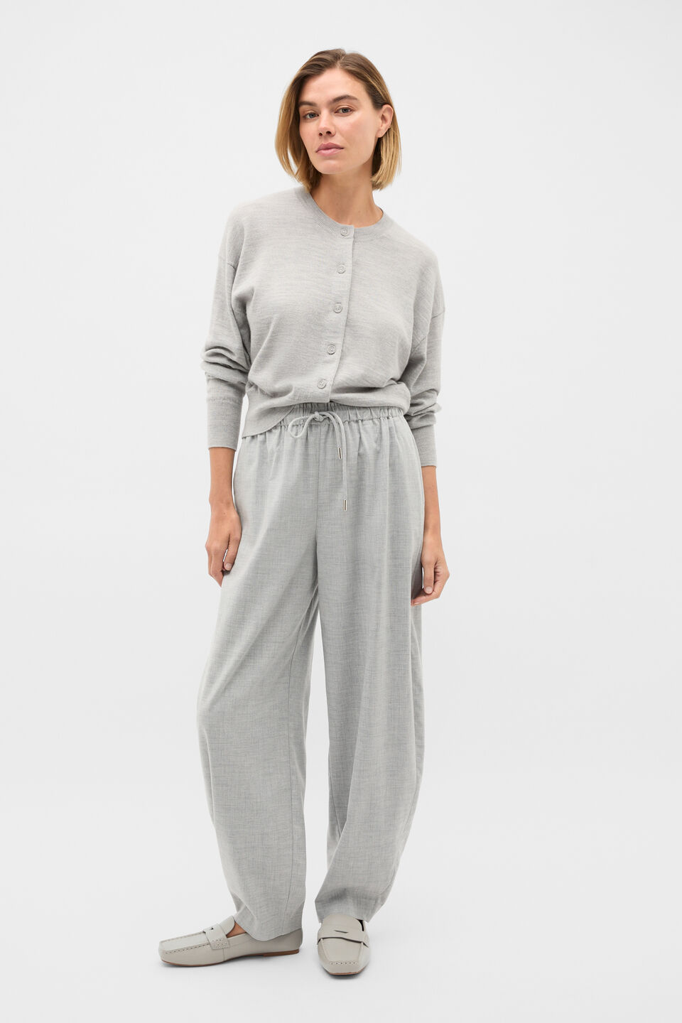 Australian Merino Relaxed Cardigan  Slate Marle