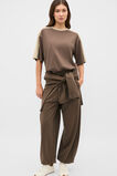 Contrast Sleeve Panel Boxy Tee  Chestnut  hi-res