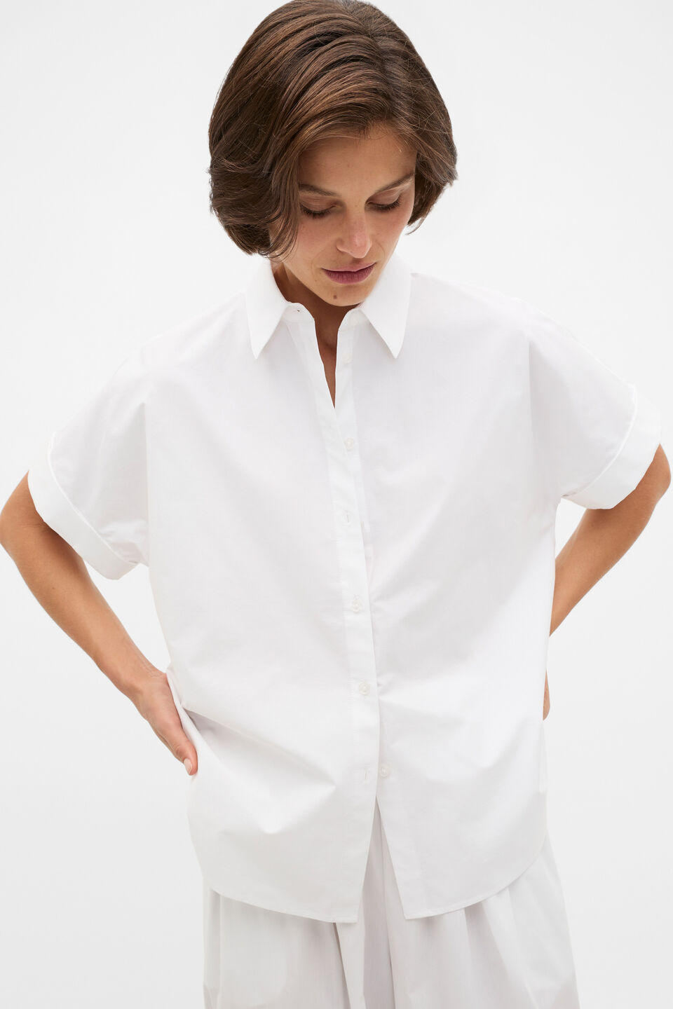 Poplin Short Sleeve Shirt  Whisper White
