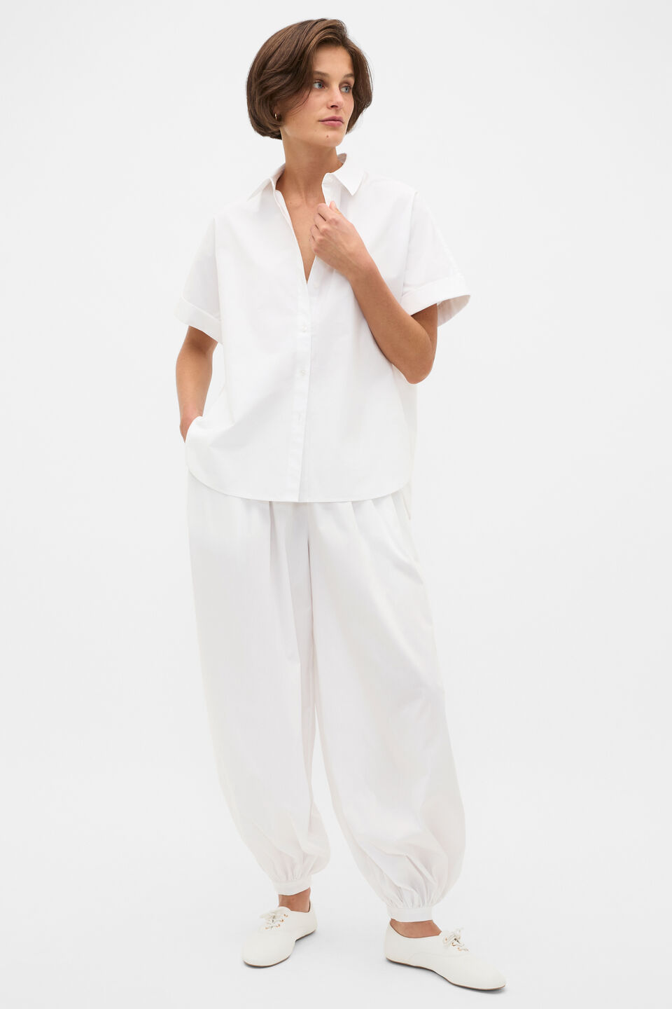 Poplin Short Sleeve Shirt  Whisper White