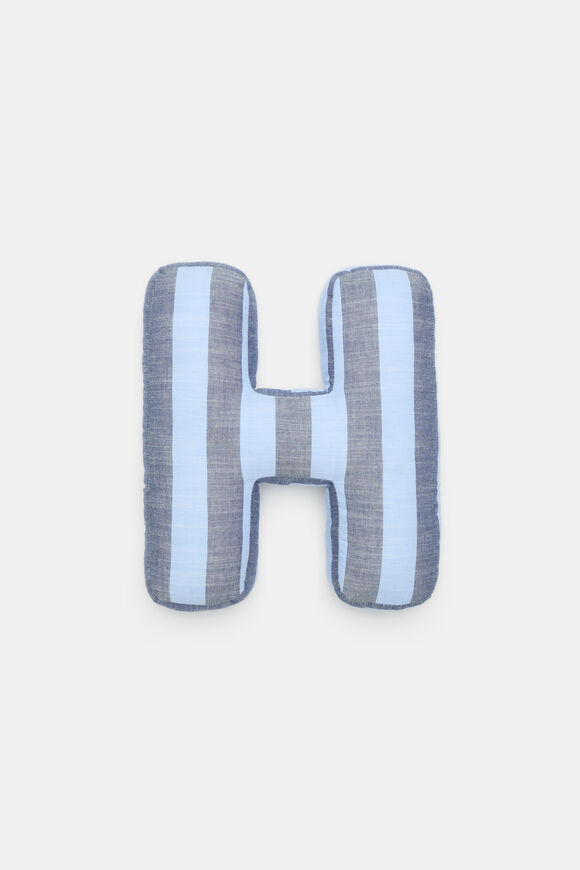 Blue Stripe Initial Cushion  H  hi-res