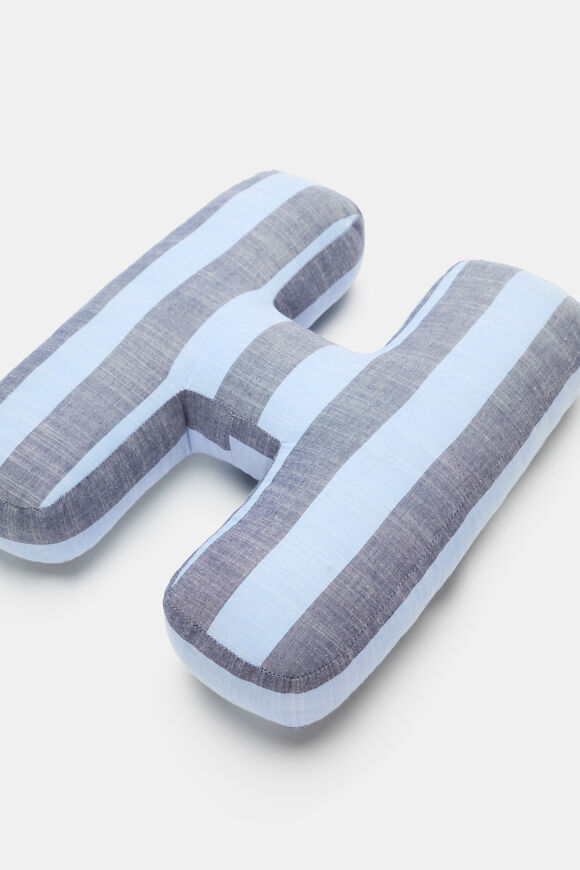 Blue Stripe Initial Cushion  H  hi-res