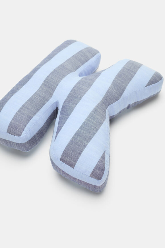 Blue Stripe Initial Cushion  K  hi-res