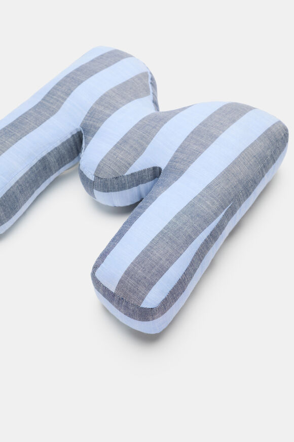 Blue Stripe Initial Cushion  M  hi-res