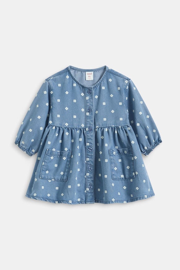 Floral Denim Dress  Mid Blue  hi-res