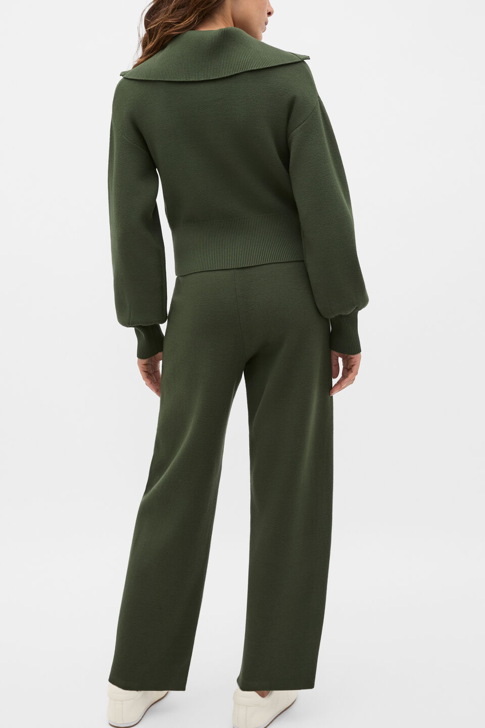 Double Knit Crop Zip Through  Deep Forest