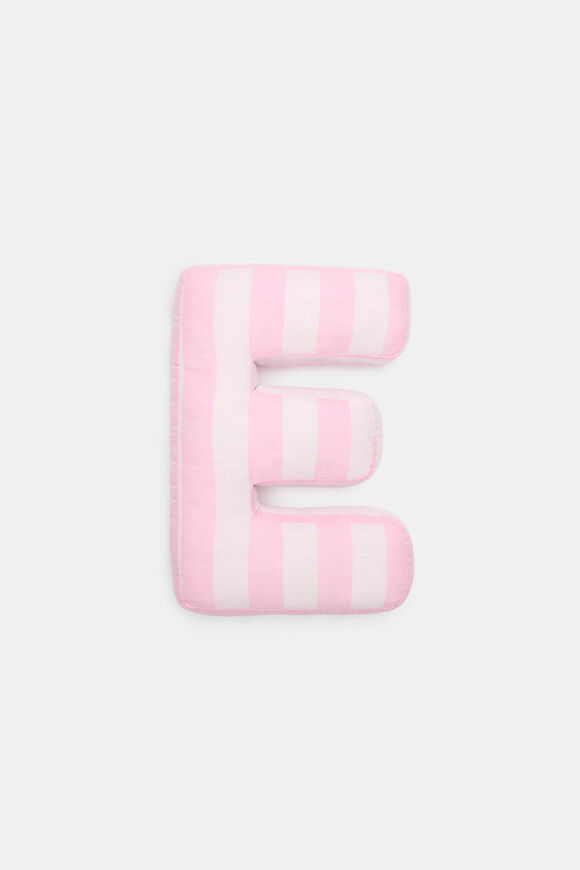 Pink Stripe Initial Cushion  E  hi-res