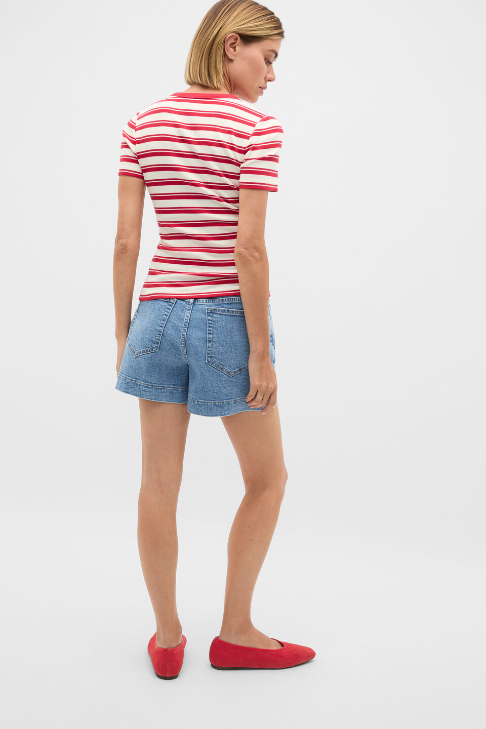 Stripe Rib Tee  Poppy Stripe