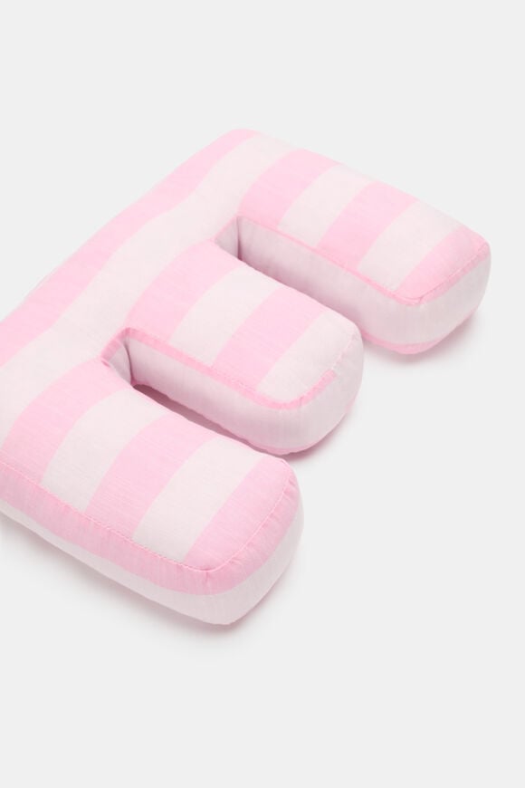 Pink Stripe Initial Cushion  E  hi-res