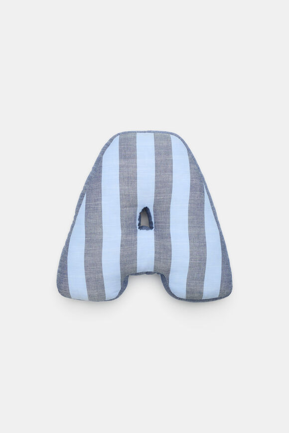 Blue Stripe Initial Cushion  A  hi-res