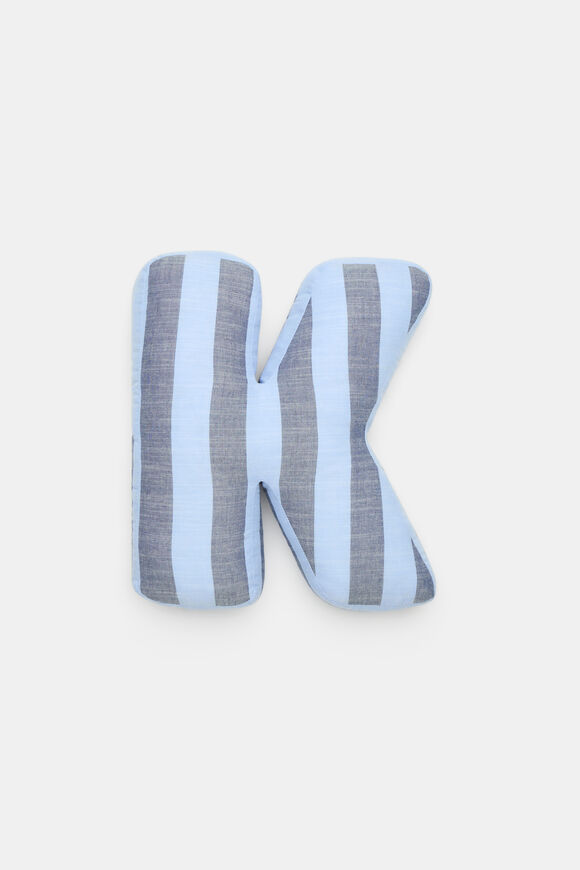 Blue Stripe Initial Cushion  K  hi-res