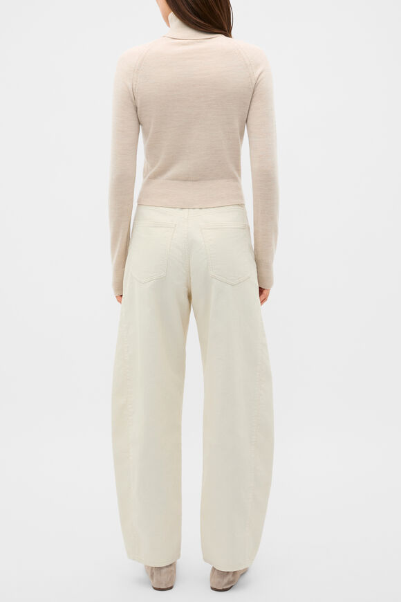 Merino Roll Neck Raglan Knit  Cashew Cream Marle  hi-res