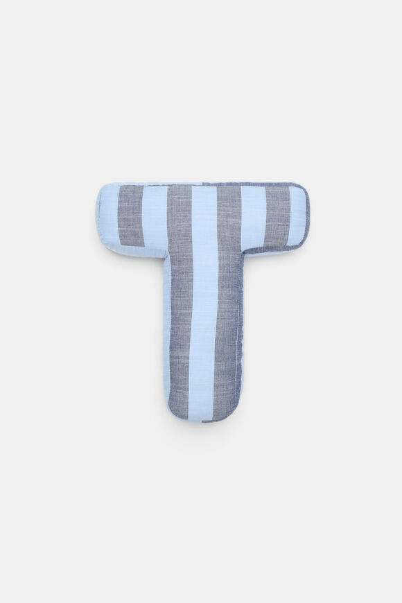 Blue Stripe Initial Cushion  T  hi-res