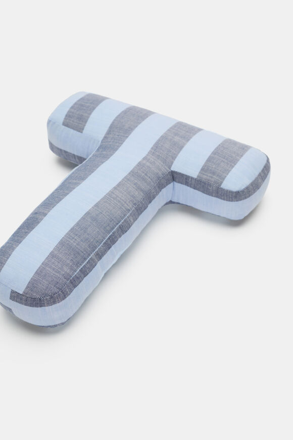 Blue Stripe Initial Cushion  T  hi-res