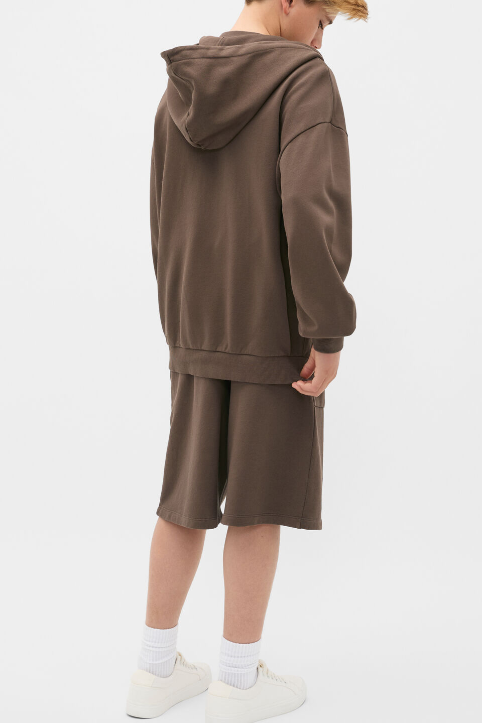 Garment Dye Zip Through Hoodie  Chocolate
