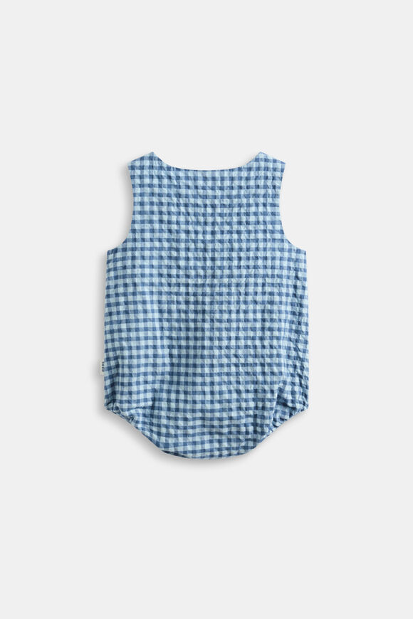 Gingham Pocket Romper  Washed Navy  hi-res