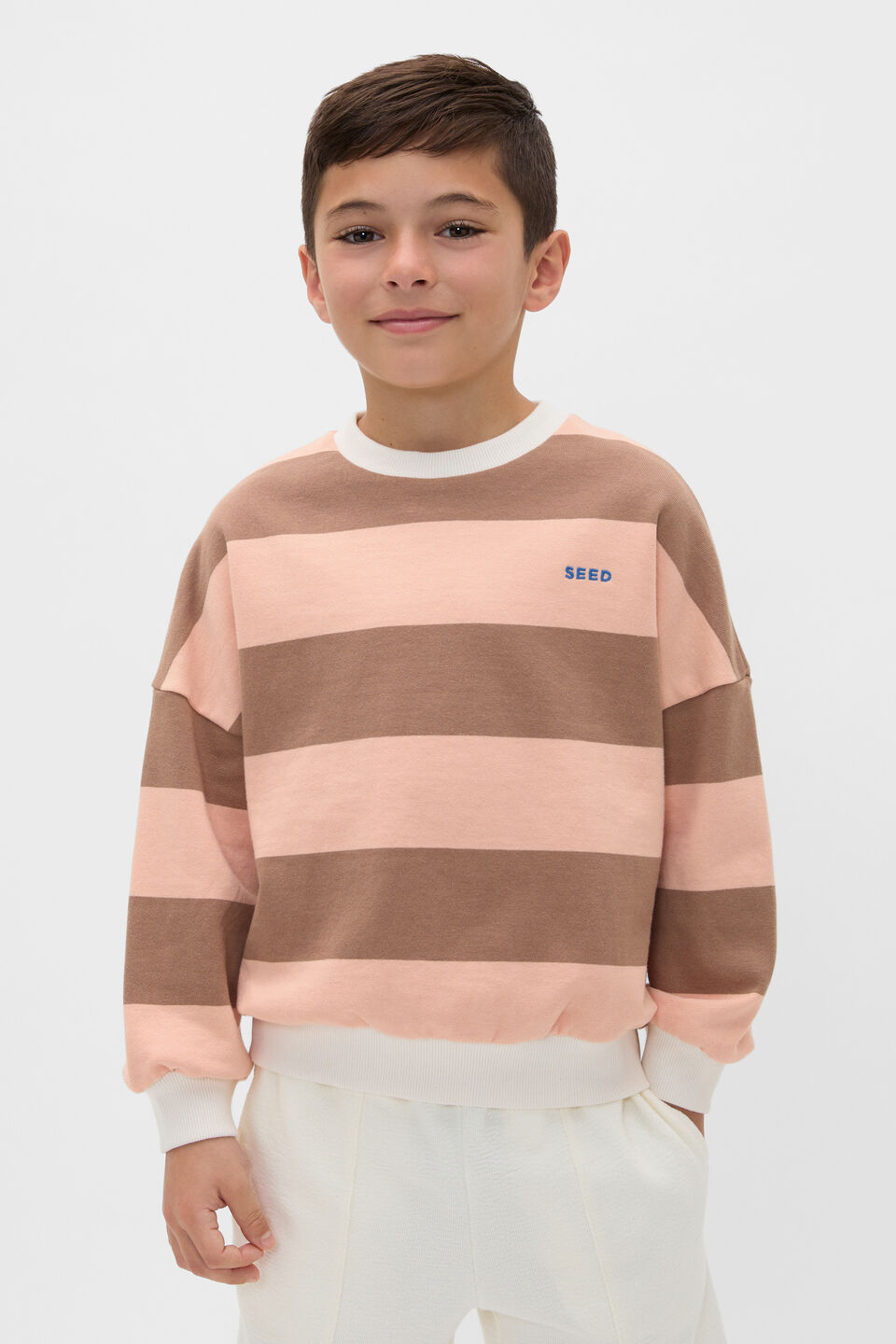 Bold Stripe Sweat  Walnut Stripe