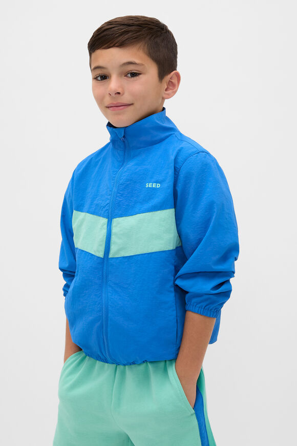 Chevron Panel Spray Jacket  Bright Blue  hi-res