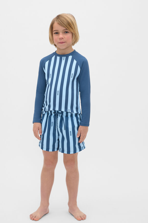 Stripe Logo Rashvest  Washed Navy Stripe  hi-res