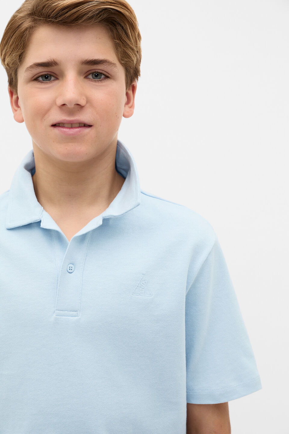 Knit Texture Trophy Polo Tee  Sky