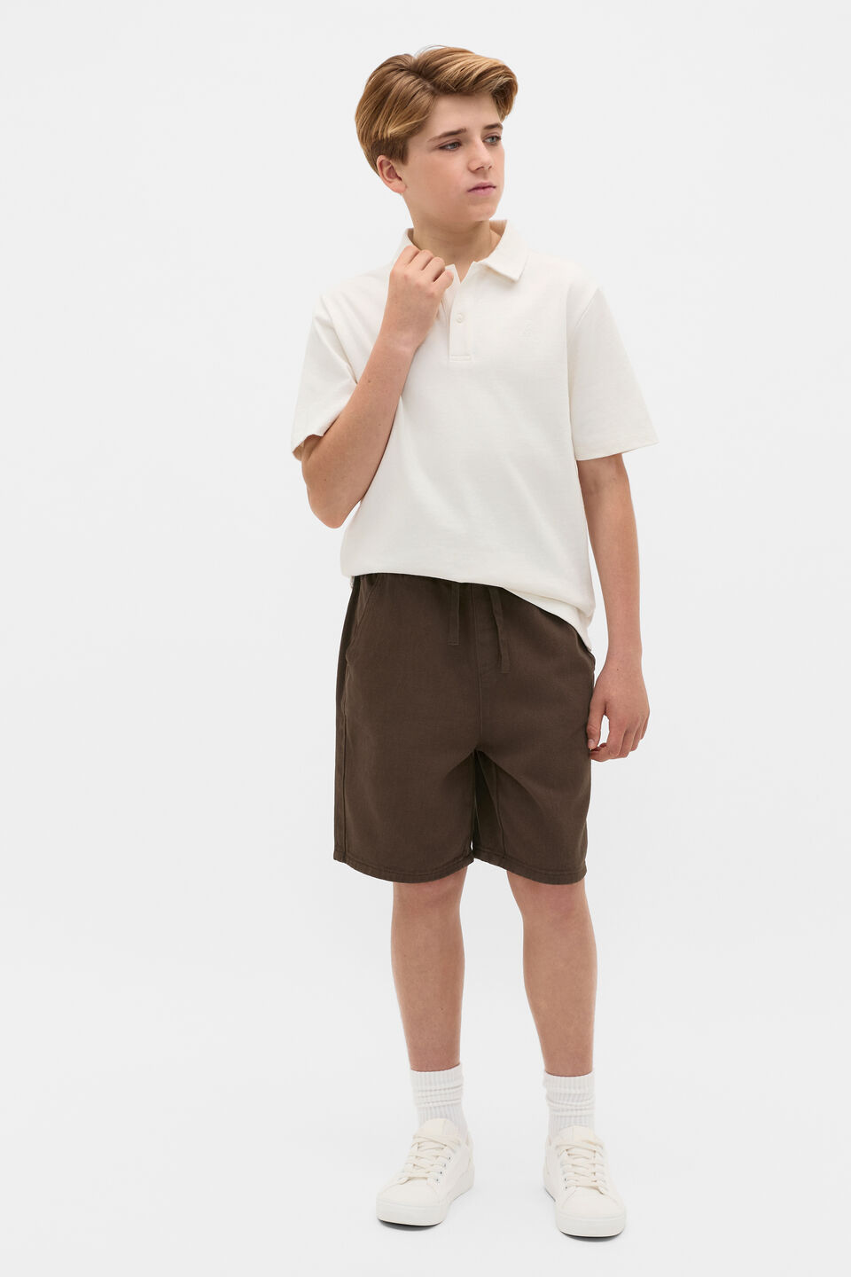 Knit Texture Trophy Polo Tee  Vintage Cream