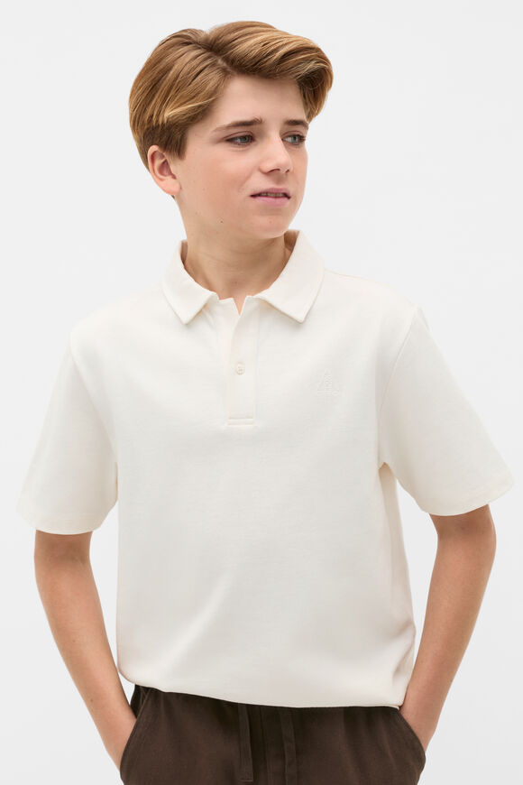Knit Texture Trophy Polo Tee  Vintage Cream  hi-res