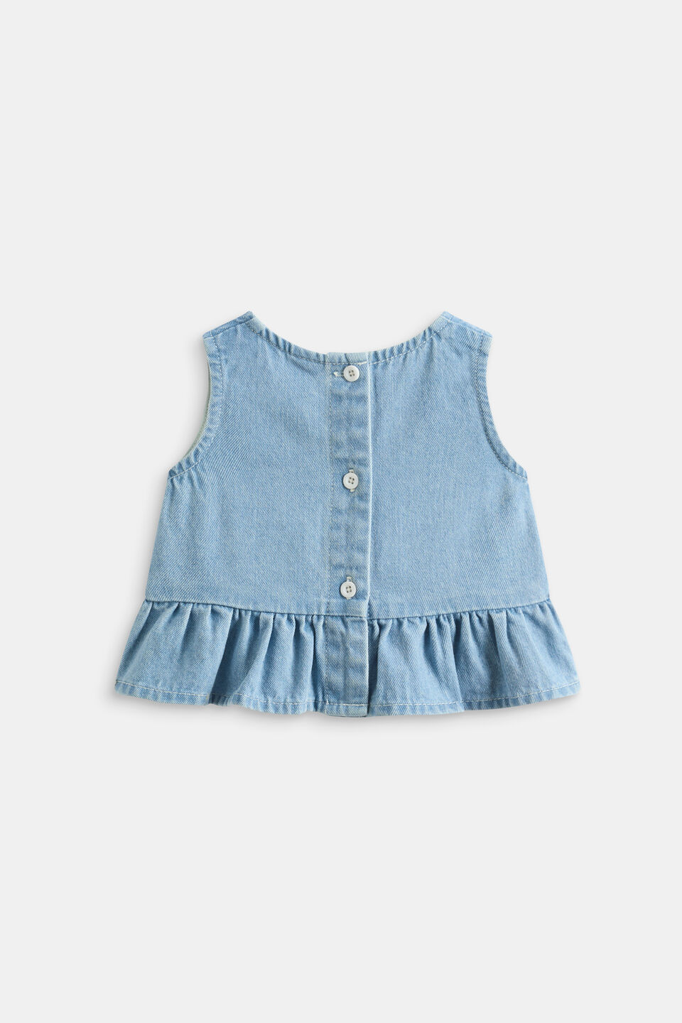 Denim Peplum Top  Light Wash