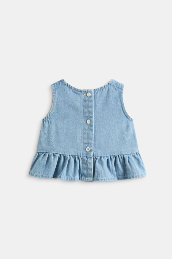 Denim Peplum Top  Light Wash  hi-res