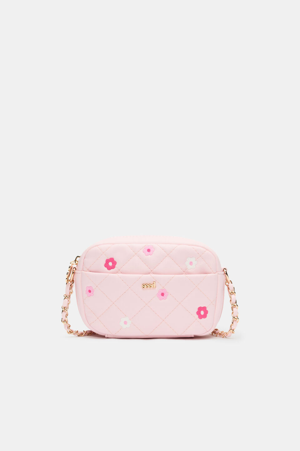 Flower Embroidered Camera Bag  Pink Lemonade