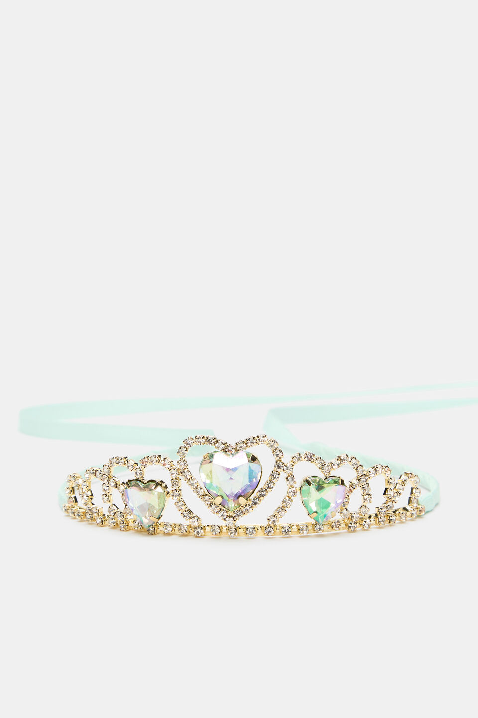 Crystal Heart Tiara  Soft Mint