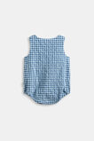 Gingham Pocket Romper  Washed Navy  hi-res