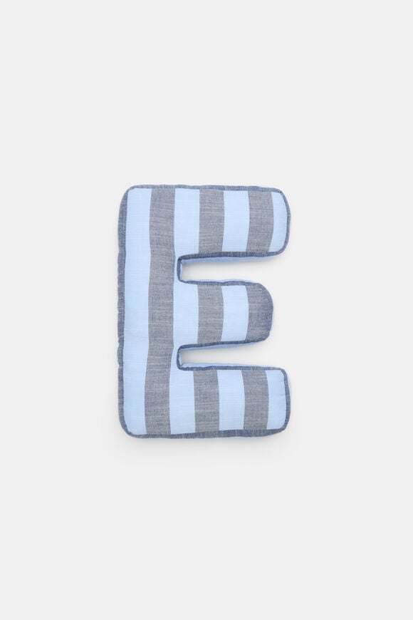 Blue Stripe Initial Cushion  E  hi-res