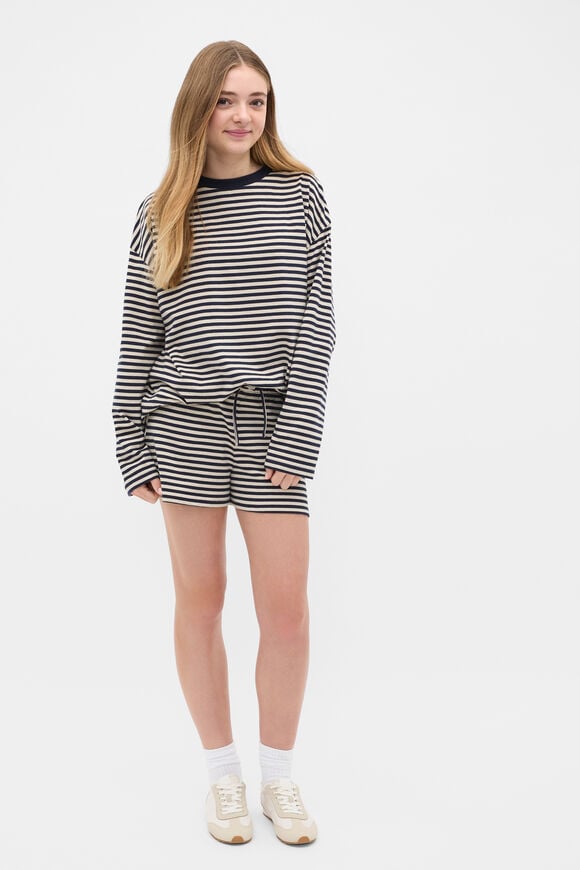 Stripe Boyfriend Tee  New Navy  hi-res