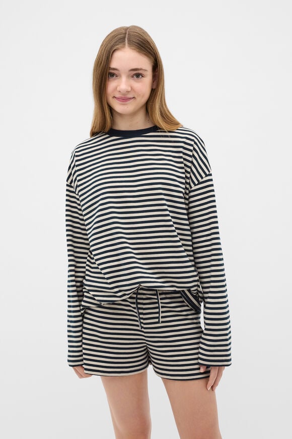 Stripe Boyfriend Tee  New Navy  hi-res