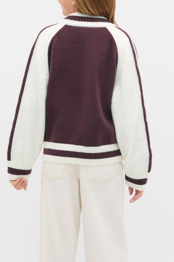 Zip Up Knit Bomber  Mulberry  hi-res
