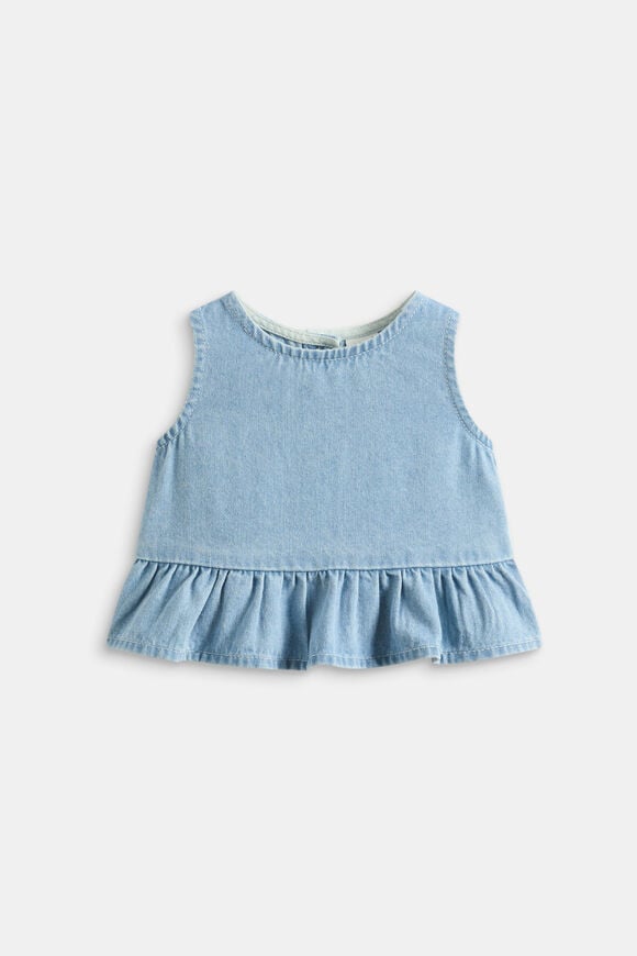 Denim Peplum Top  Light Wash  hi-res