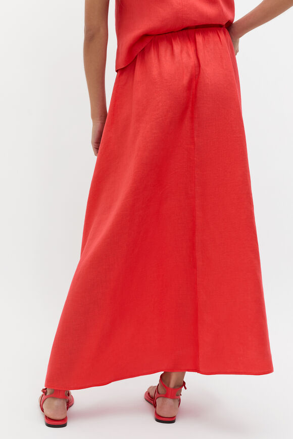 Linen Voluminous Skirt  Electric Crimson  hi-res