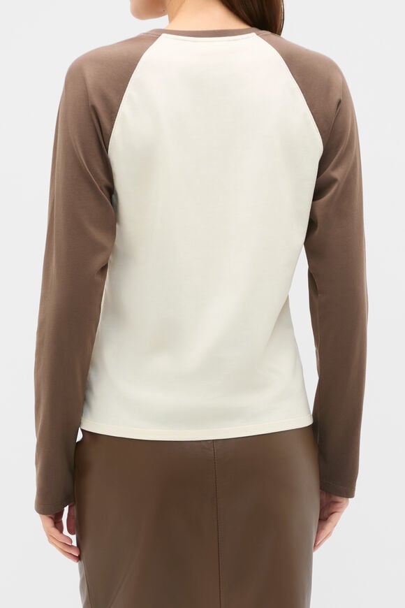 Spliced Raglan Long Sleeve Top  Chestnut  hi-res