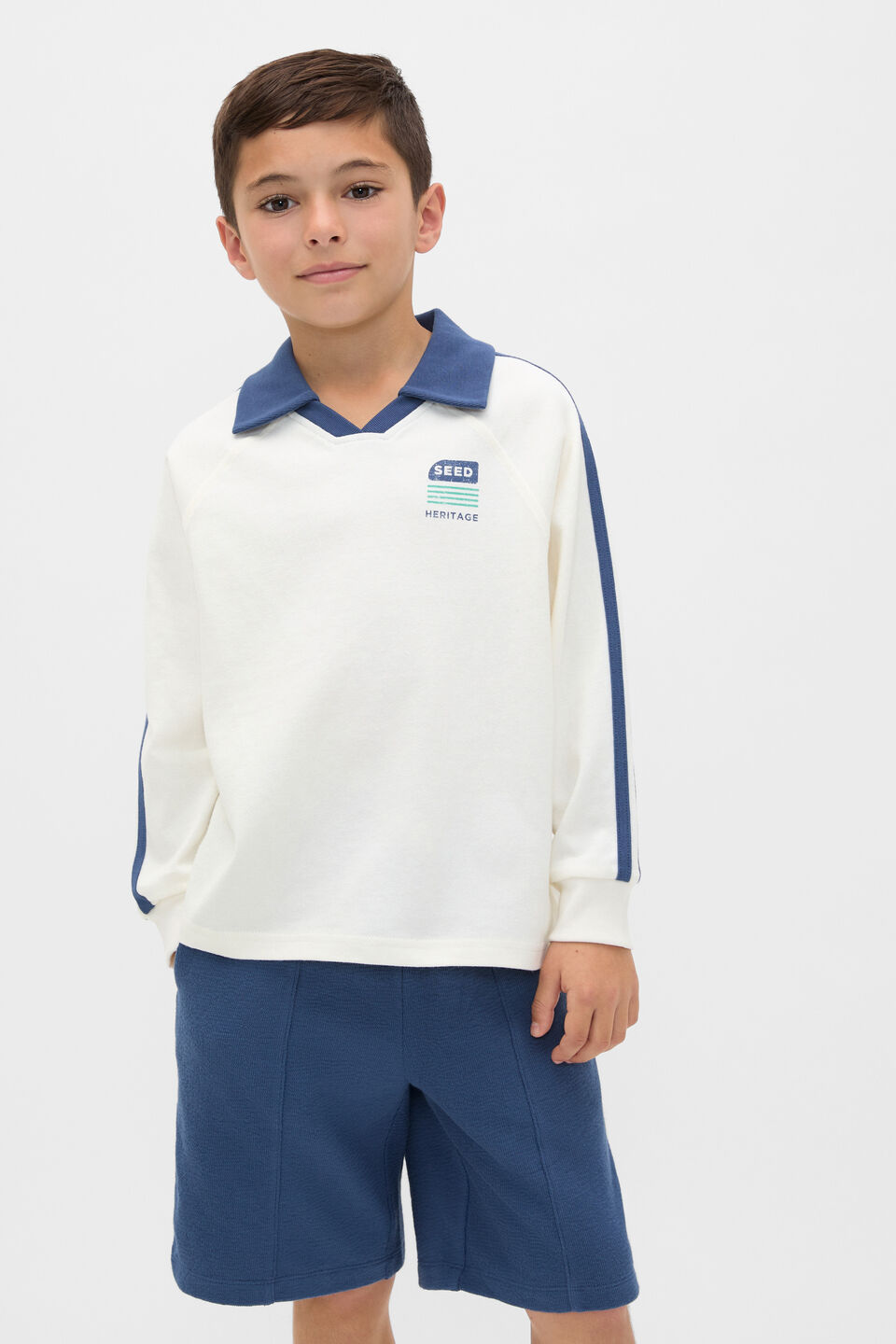 Contrast Collar Rugby  Classic Cream