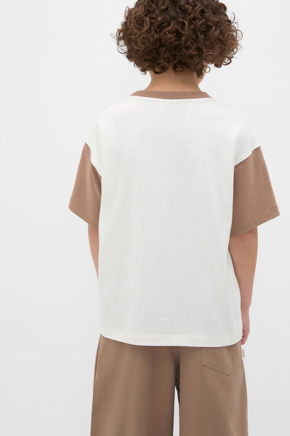 Colourblock Logo Tee  Walnut